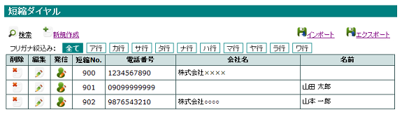 ダイヤル 短縮